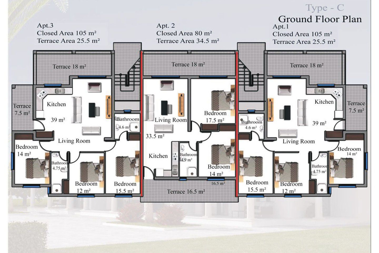 North Cyprus Three Bedroom Garden Apartment in Esentepe Photo 30