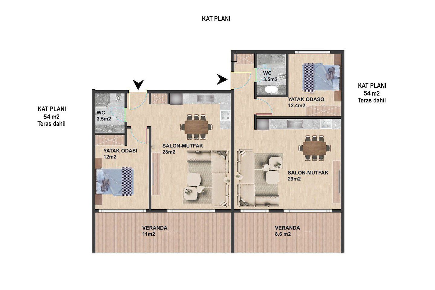 Észak-Ciprus Egy hálószobás penthouse Lapta területén Photo 23